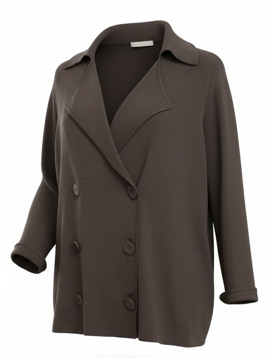 Cable & Gauge Jackets & Blazers - Cable & Gauge Double Breasted Knit Cardigan Chocolate Brown Size 1X
